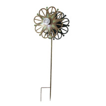 36 Inch Metal Solar LED Kinetic Wind Spinner Outdoor Garden Yard Art Star Flower - £41.22 GBP