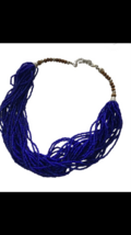 Multi strand beaded necklace cobalt blue susan graver - $36.99