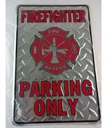 FireFighter Parking Only, 8&quot;x12&quot;, Embossed Metal Plate Parking Sign, New - $14.06 CAD