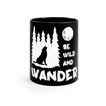 Personalized black coffee mug 11oz for wild wanderlust campers and adventurers thumb200