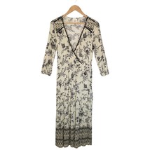 Knox Rose Floral Maxi Crochet V Neck Long Sleeve Dress Navy Cream M - $19.79