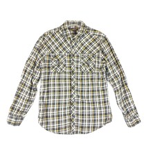 HELIX Mens M Black Yellow Plaid Flannel Button Down Long Sleeve Shirt Gr... - £15.43 GBP