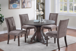 Bruges 5-Piece Round Dining Set in Brown Wood Finish - £767.39 GBP