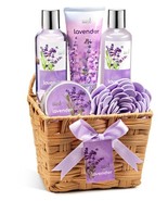 Lavender Bath and Body 6 Piece Gift Set in A Wicker Basket Calm &amp; Relaxing - $28.99