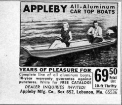 1965 Print Ad Appleby All Aluminum Car Top Boats Lebanon,Missouri - £6.69 GBP