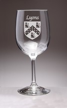 Lyons Irish Coat of Arms Wine Glasses - Set of 4 (Sand Etched) - $68.00