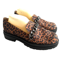 Jessica Simpson Disila Women Sz 10 M Black Brown Leopard Chain Loafer Cl... - £22.35 GBP