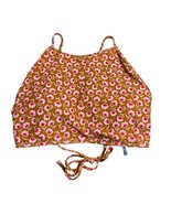 Aerie High Neck Bikini Top Size L Tan Pink Ditsy Floral Strappy Beach NWOT - $13.66 CAD