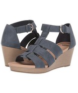 $70 Dr Scholl&#39;s Wedge Esque Oxide Faux Snake Upper Blue Gladiator Sandal... - $25.13