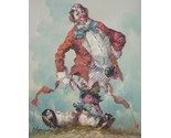 Awesome Original Vintage CLOWN Oil Painting Very COLORFUL &amp; HAPPY Clown ... - $295.00