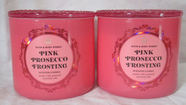 Bath &amp; Body Works 3-wick Scented Candle Lot Set Of 2 Pink Proseco Frosting - £54.85 GBP
