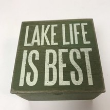 Primitives by Kathy Lake Life Is Best Cabincore Fishing Jewelry trinket Box - £7.86 GBP