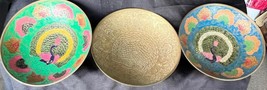 Set of Three 3 Brass Peacock Bird Peacocks Bowl Bowls Dish Solid Brass I... - $1,142.37 MXN