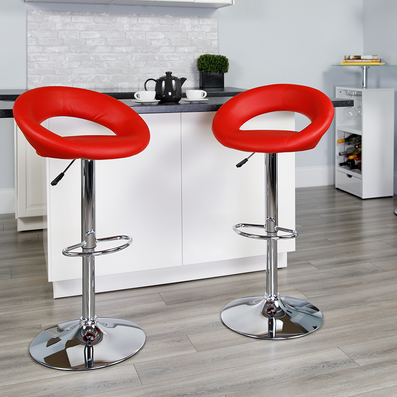 Red Vinyl Barstool DS-811-RED-GG
