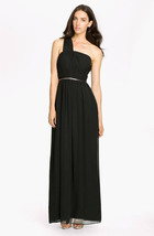 Donna Morgan BLACK One Shoulder Chiffon Gown, SIZE 6 NWT $198.00 - £104.20 GBP