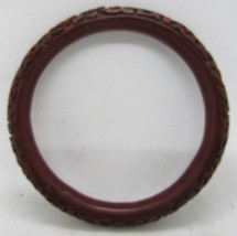Antique Chinese 1890-1910 Victorian Era Carved Floral Bracelet In Cinnabar  - $197.01