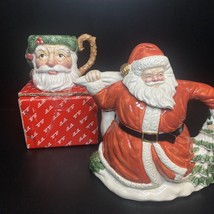 Fitz &amp; Floyd LOT of 2 German Santa Clause Teapot Pitcher 1989 &amp; Mug 1991 Box OCI - £26.15 GBP