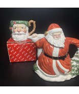 Fitz &amp; Floyd LOT of 2 German Santa Clause Teapot Pitcher 1989 &amp; Mug 1991... - £26.01 GBP