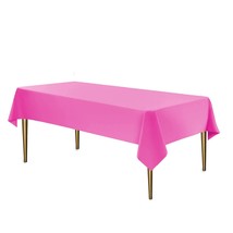 Pink Disposable Plastic Tablecloth For Rectangle Tables (12 Pack) Premiu... - £31.44 GBP