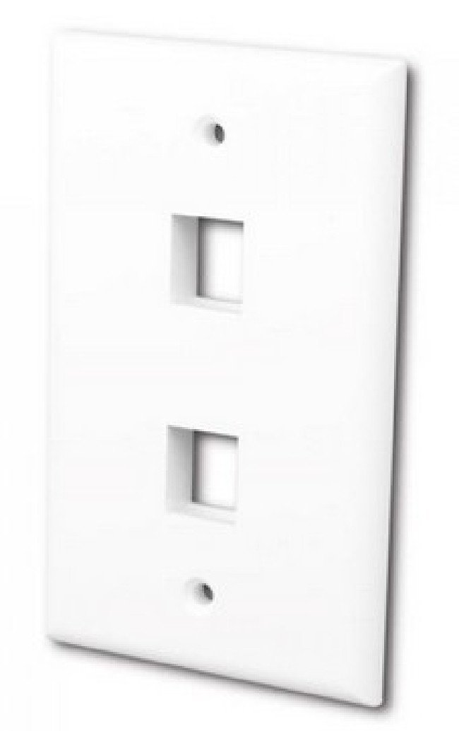 TechCraft Double Keystone Jack Flush Wallplate - Bright White - $2.00