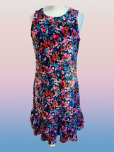 Tommy Hilfiger Ladies Sleeveless Tiered Knee Length Navy Floral Dress Size 8 - £30.12 GBP