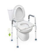 Raised Toilet Seat with Handles Adjustable Height &amp; Width 400lbs Heavy Duty - €42,98 EUR