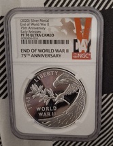 2020 P End of World War 2, II 75th Anniversary 1oz Silver Medal Eagle NG... - $399.95