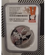 2020 P End of World War 2, II 75th Anniversary 1oz Silver Medal Eagle NG... - $552.55 CAD