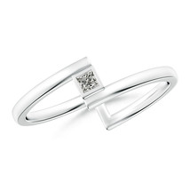 ANGARA 2.2mm Natural Diamond Princess Cut Bypass Ring in Silver for Women - £285.51 GBP