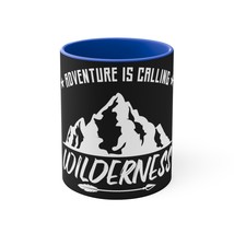 Personalized 11oz Accent Mug Adventure Is Calling Wilderness Back and White Feat - $22.66