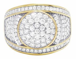 Men&#39;s 5Ct Ice Diamond Pave Designer Band Hip Pinky Hip Ring 14K Yellow Gold Over - £117.74 GBP