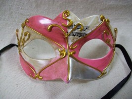 Pink Silver Gold Renaissance Eye Mask Masquerade Venetian Harlequin Musi... - $168.69 MXN