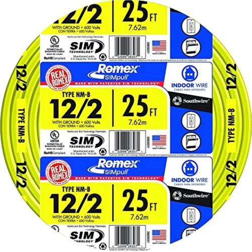 Southwire Building Wire 12 Ga, 2 Conductor 20 Amp 600 V 90 Deg C 25 &#39; Ye... - $43.50