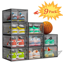 9-Pack Clear Shoe Storage Boxes with Magnetic Doors - Stackable &amp; Sturdy - $65.19