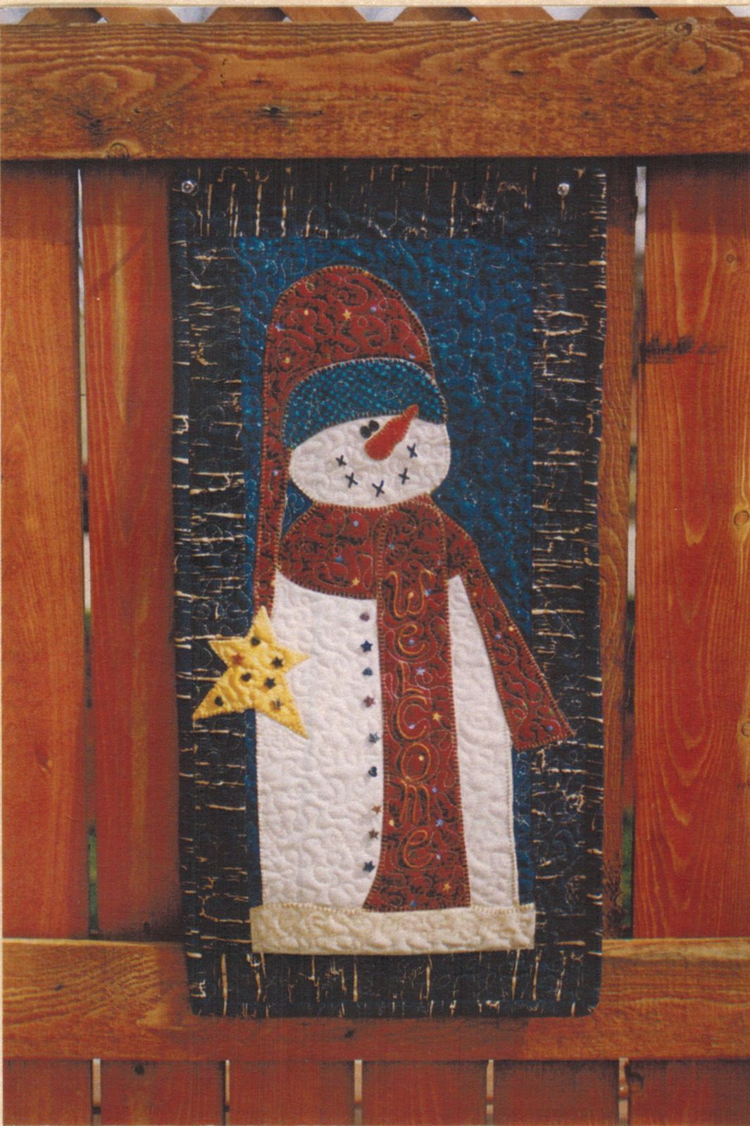 January Wall Banner Frosty Flake Snowman Pieced Applique Quilt Pattern 11" x 23" - $12.99