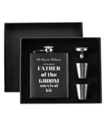 Father of the Groom Survival Kit – Personalized 7oz Black Hip Flask Gift... - $44.92 CAD