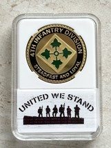 Us Army 4th Infantry Division Challenge Coin w/ Case United We Stand - £11.53 GBP
