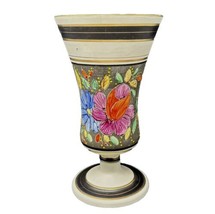 Belgian Trumpet Vase Porcelain Floral Black White Gold Handpainted Beque... - £29.03 GBP