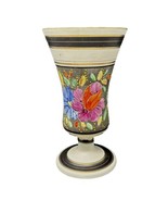 Belgian Trumpet Vase Porcelain Floral Black White Gold Handpainted Beque... - $37.05