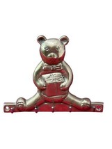 Teddy Bear Brass Key Rack Wall Decor Holder w/ 5 Hooks VTG Presents Gift... - $39.55