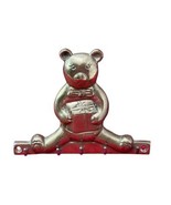 Teddy Bear Brass Key Rack Wall Decor Holder w/ 5 Hooks VTG Presents Gift... - £31.25 GBP