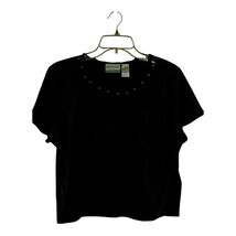 Alfred Dunner Petite XL Women’s Black Short Sleeve Top – Lattice Collar ... - $16.20