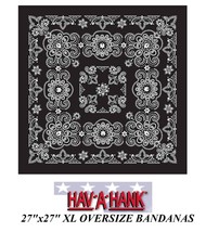 3 Hav-A-Hank Xl Big Over Size Black Paisley 27&quot;BANDANA Head Wrap Face Mask Scarf - £15.65 GBP