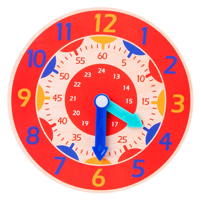 Play Play Montessori Wooden Clock Play Hour Minute Second Cognition Colorful Clo - £15.69 GBP