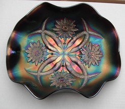Four Flowers--10&quot; bowl---Oxblood color--scarce--old 886--aie...vintage carnival  - £227.52 GBP