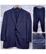 Canali Super 120s Wool Striped Suit Navy Blue Mens US 46R EUR 56R 36x28 ... - $346.49