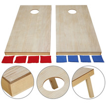 Unfinished Solid Wood Foldable Bean Bag Toss Cornhole Board Game Yard Play - £100.99 GBP