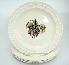 Spode Copeland Luncheon Plates Set of 4 Grapes in Center Basketweave Rim... - £14.23 GBP