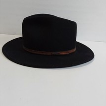 Stetson Mello Felt Hat Black 100% Wool Sz Lg 71/4-73/8 Made In Usa - £28.60 GBP