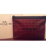 Coach Universal Pouch Case In Red Houndstooth Nylon W Leather Zip Top NWT - $75.15 CAD